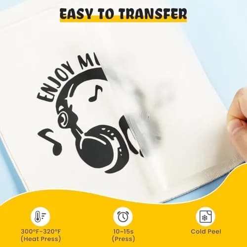 HTVRONT Heat Transfer Vinyl Black 12" x 20ft | Easy Cut & Weeding, Waterproof & Stretchable for Garment & Craft Decor thumbnail 5