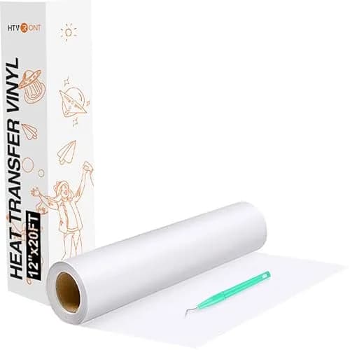 HTVRONT White Heat Transfer Vinyl HTV Roll 30cm x 6m (12" x 20ft) | Easy Cut & Weed for T-Shirts & Crafts thumbnail 1