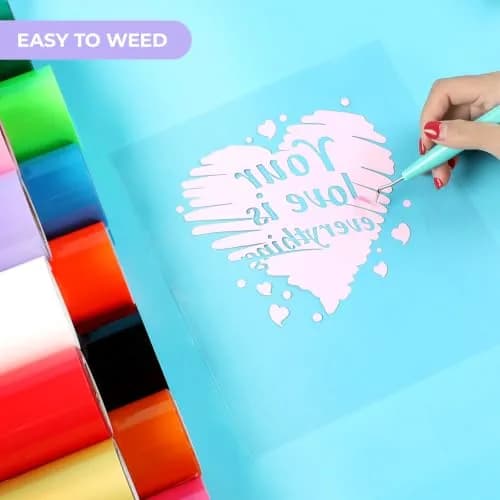 HTVRONT White Heat Transfer Vinyl HTV Roll 30cm x 6m (12" x 20ft) | Easy Cut & Weed for T-Shirts & Crafts thumbnail 4