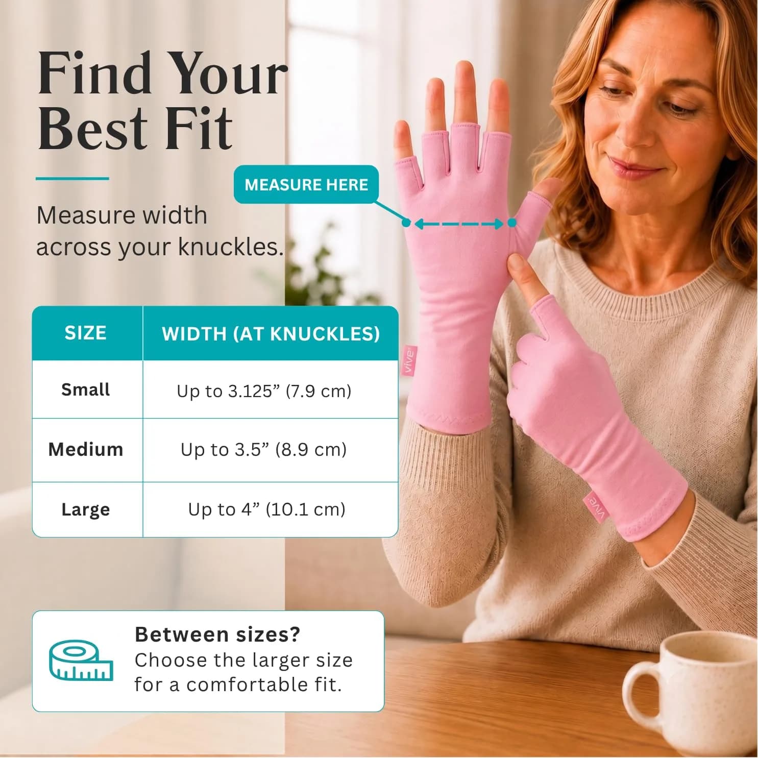 Vive Arthritis Gloves for Men & Women - Rheumatoid Compression Hand Glove - Small, Pink | Soothing Pain Relief for Osteoarthritis & Carpal Tunnel - view 5