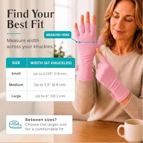 Vive Arthritis Gloves for Men & Women - Rheumatoid Compression Hand Glove - Small, Pink | Soothing Pain Relief for Osteoarthritis & Carpal Tunnel thumbnail 5