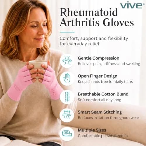 Vive Large Pink Arthritis Compression Gloves for Men & Women - Joint Pain Relief - view 2