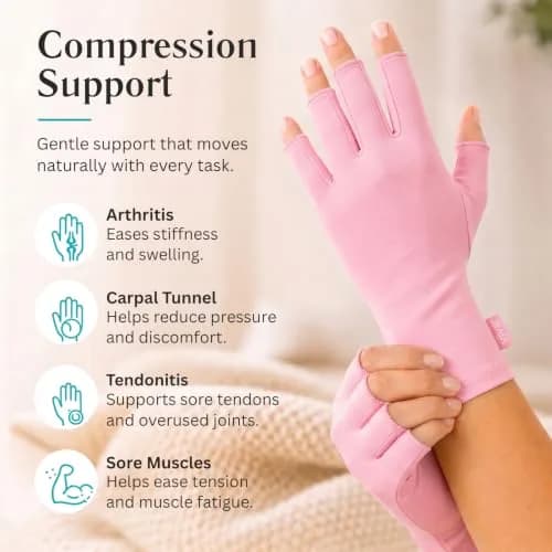 Vive Large Pink Arthritis Compression Gloves for Men & Women - Joint Pain Relief - view 4