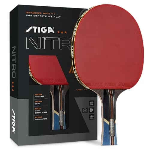 STIGA Nitro Table Tennis Racket | 6-Ply Wood Blade, ITTF Approved Rubber, Speed 90 Spin 92 Control 89 thumbnail 1