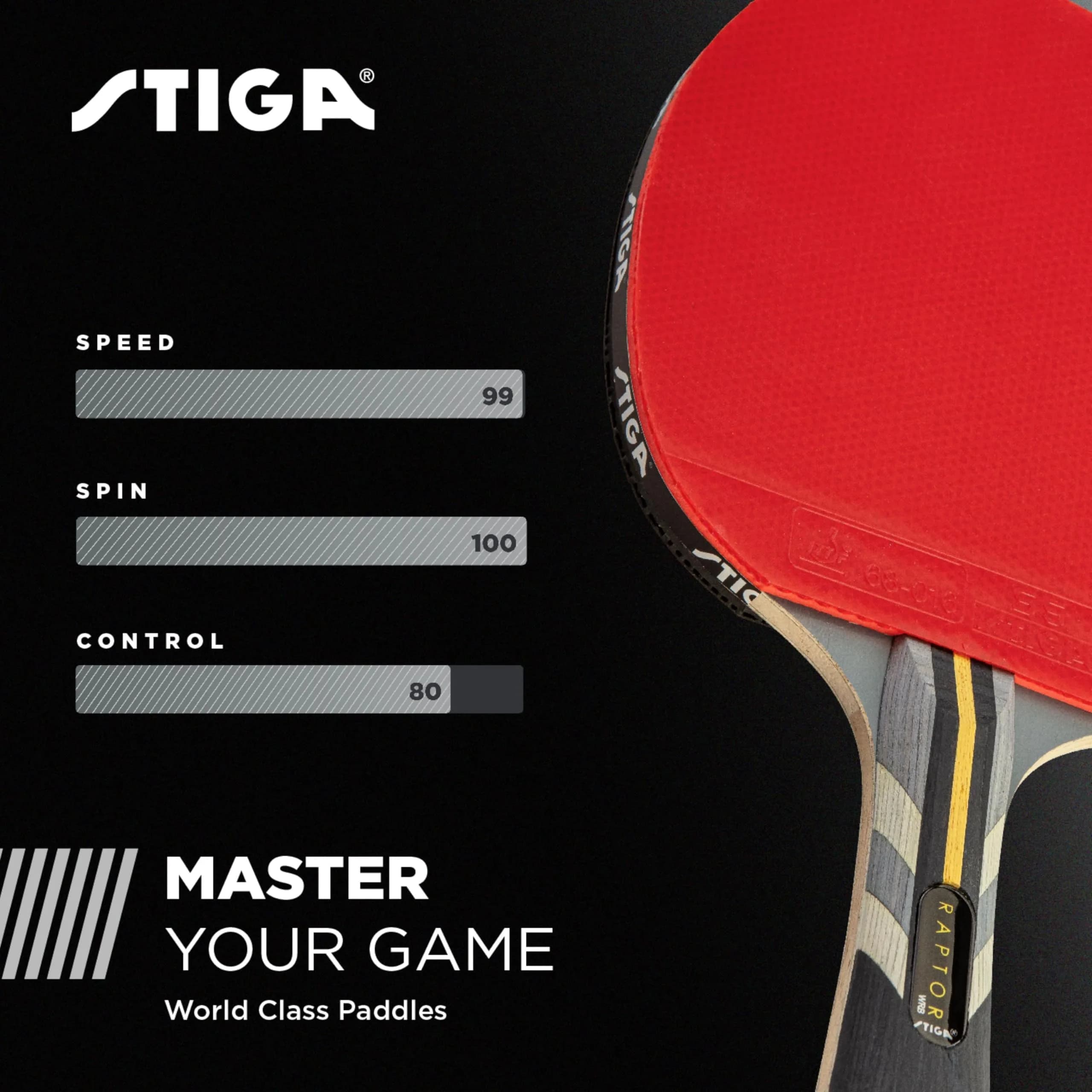 STIGA Raptor Table Tennis Racket, Black/Red, 27.94cm (11 inches) x 16.51cm (6.5 inches) | ITTF Approved Competition Paddle - view 5