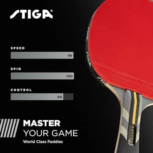STIGA Raptor Table Tennis Racket, Black/Red, 27.94cm (11 inches) x 16.51cm (6.5 inches) | ITTF Approved Competition Paddle thumbnail 5