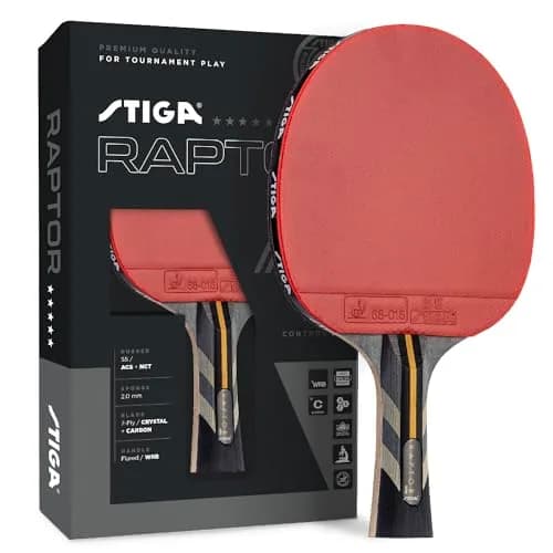 STIGA Raptor Table Tennis Racket, Black/Red, 27.94cm (11 inches) x 16.51cm (6.5 inches) | ITTF Approved Competition Paddle thumbnail 1