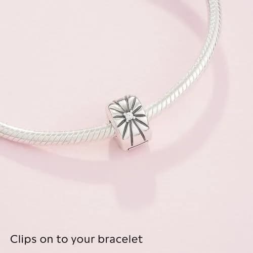 PANDORA Sparkling Sunburst Clip Charm | Sterling Silver with Cubic Zirconia, Jewelry for Women with Gift Box thumbnail 5
