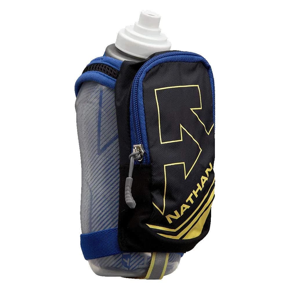 Nathan SpeedDraw Plus Insulated Handheld Water Bottle – Grip-Free Running Flask for Runners, Hiking, and Sports — BK/DU/LL