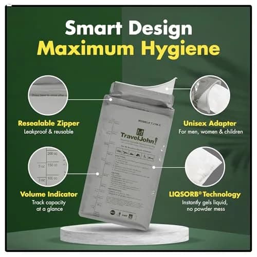 TravelJohn Resealable Disposable Urinal Bags 28oz | Leakproof & Odorless for Travel & Camping thumbnail 3