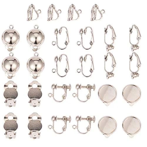 SUNNYCLUE 28pcs 7 Style Clip-on Earring Findings Set | Non-Pierced Earring Converter Components thumbnail 1