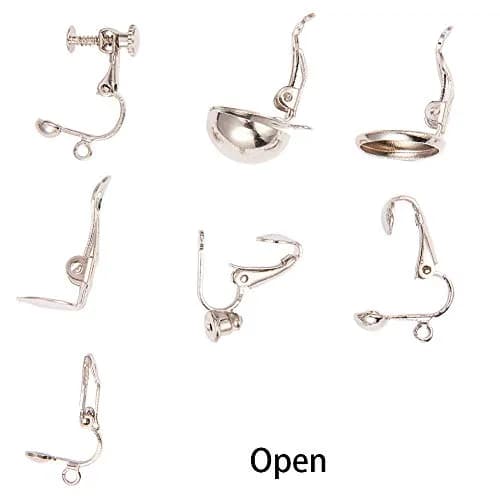 SUNNYCLUE 28pcs 7 Style Clip-on Earring Findings Set | Non-Pierced Earring Converter Components thumbnail 2
