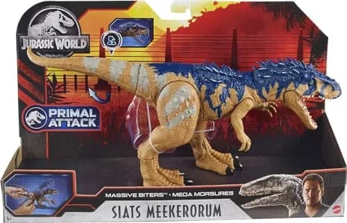 Mattel Jurassic World Massive Biters Siats Meekerorum Dinosaur Action Figure | Movable Joints, Tail-Activated Strike & Chomping Motion thumbnail 6
