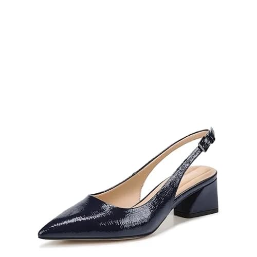 Franco Sarto Womens Racer Slingback Low Block Heel Pointed Toe Pump, Midnight, 7 | Eco-friendly, Feminine, Modern, Pointed-toe thumbnail 1