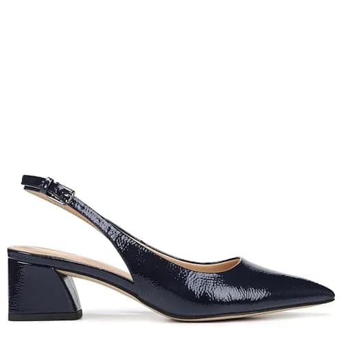 Franco Sarto Womens Racer Slingback Low Block Heel Pointed Toe Pump, Midnight, 7 | Eco-friendly, Feminine, Modern, Pointed-toe thumbnail 8
