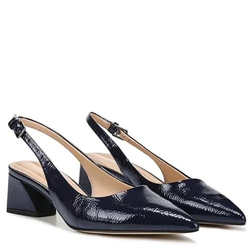 Franco Sarto Womens Racer Slingback Low Block Heel Pointed Toe Pump, Midnight, 7 | Eco-friendly, Feminine, Modern, Pointed-toe thumbnail 9