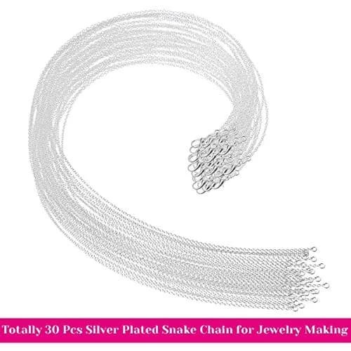 selizo Silver Plated Cable Necklace Chains 20 Inches (1.2mm) | 30 Pack Jewelry Making Chains with Lobster Clasp thumbnail 2