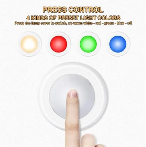 SIXDEFLY Wireless LED Puck Lights 6 Pack, Color Changing & Dimmable, 4.5V | Modern Night Lights for Cabinets & Closets thumbnail 3