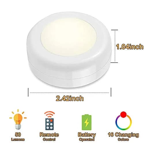 SIXDEFLY Wireless LED Puck Lights 12 Pack with 4 Remotes | Color Changing, Dimmable, Battery Powered Under Cabinet Lights thumbnail 4