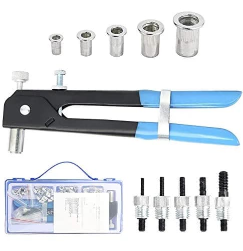 YaeKoo 191pcs Heavy Duty Blind Rivet Nut Kit Set with Riveter Tool, M3-M8 Metric Rivet Nuts Assortment | Steel Construction thumbnail 1