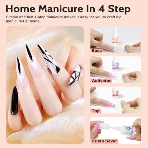 Lavender Violets Dip Powder Liquid Set with Activator, Base Top Coat & Brush Saver 15ml (0.5 Fl Oz) | Complete Home Manicure Kit thumbnail 6