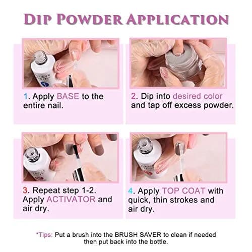 Lavender Violets Dip Powder Liquid Set with Activator, Base Top Coat & Brush Saver 15ml (0.5 Fl Oz) | Complete Home Manicure Kit thumbnail 8
