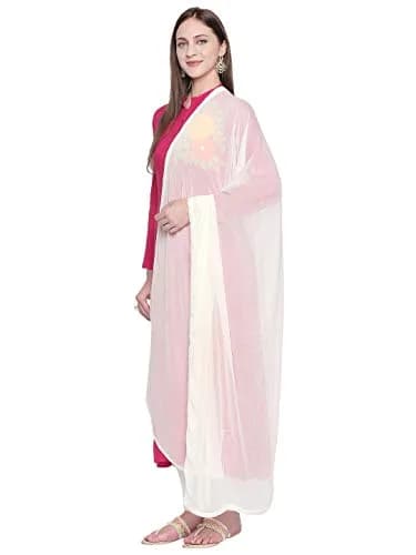 DUPATTA BAZAAR Woman's Off White Chiffon Dupatta 2.5 meters (98.4 inches) | Elegant Border thumbnail 3