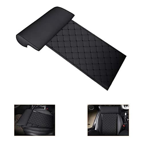 YQJ Black Leather Leg Support Car Seat Extender Cushion | Universal Fit for Long Drives thumbnail 1