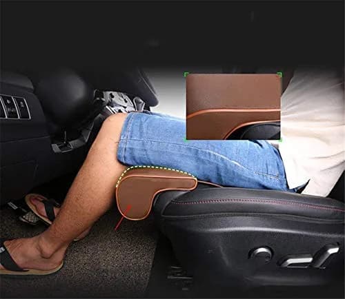 YQJ Black Leather Leg Support Car Seat Extender Cushion | Universal Fit for Long Drives thumbnail 5