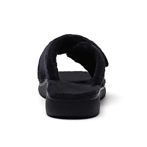 SOLLBEAM Women's Plantar Fasciitis Fuzzy House Orthopedic Slippers with Arch Support, Adjustable, Black, Size 6 | Supportive & Cozy for Indian Summers thumbnail 5