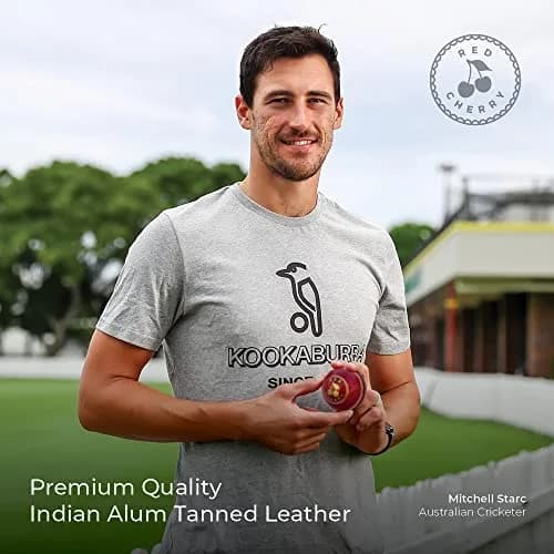Red Cherry Hand Made Red Leather Cricket Ball, Youth Size, 156g (5.5 oz) | Premium Indian Leather for Beginners thumbnail 5