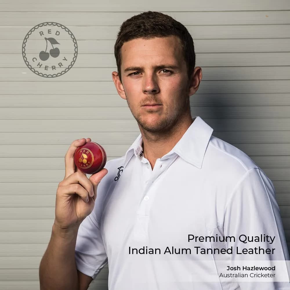 Red Cherry Hand Made Red Leather Cricket Ball, Youth Size, 156g (5.5 oz) | Premium Indian Leather for Beginners - view 6