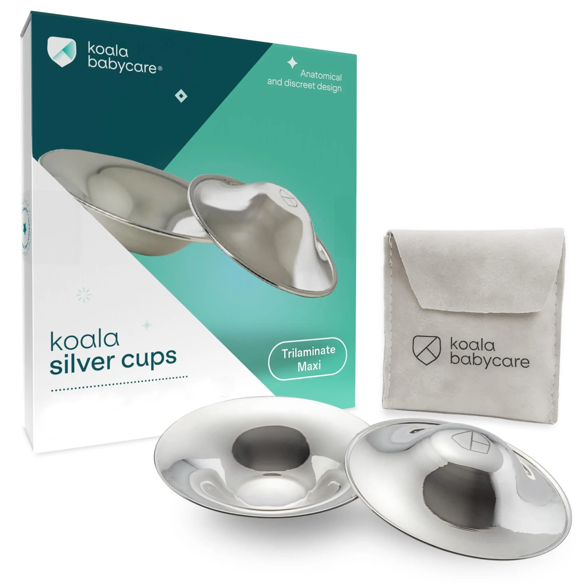 Koala Babycare Original Silver Nursing Cups Maxi Size | Soothe Sore Nipples with Pure 999 Silver - main product image