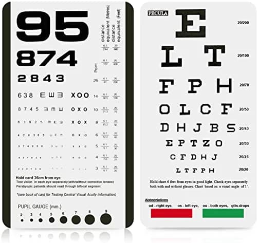 PECULA Pocket Eye Chart 2-in-1 Snellen & Rosenbaum 16.5cm (6.5in) | Vision Testing Tool for Small Spaces thumbnail 1