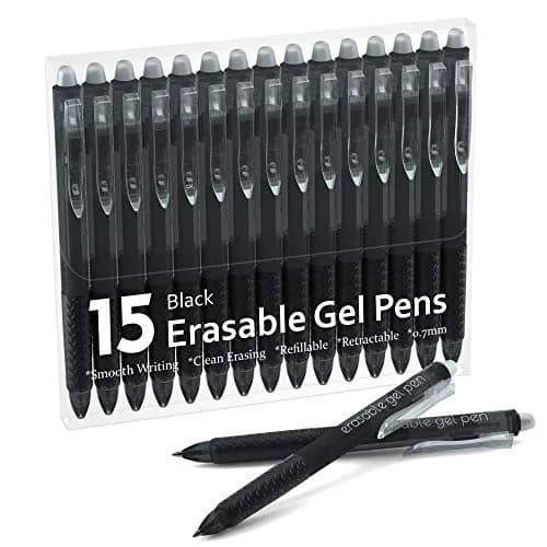 Lineon Erasable Gel Pens 15 Pack Black | Retractable, Fine Point, Mistake Disappear, School & Office Use thumbnail 1
