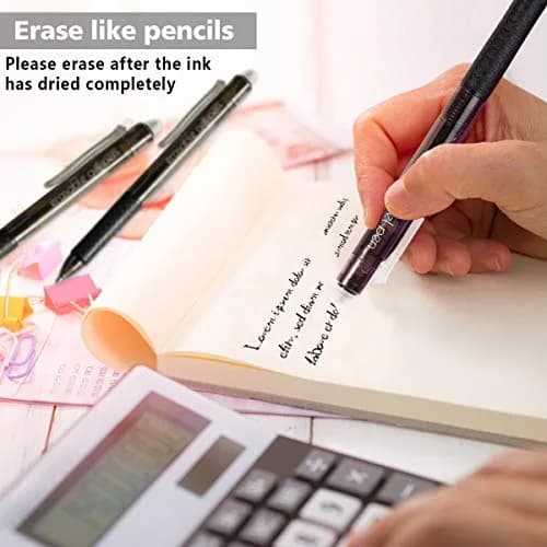 Lineon Erasable Gel Pens 15 Pack Black | Retractable, Fine Point, Mistake Disappear, School & Office Use thumbnail 4