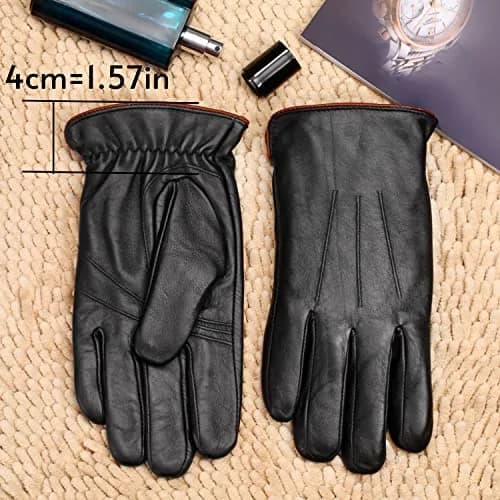 MaxW Sheepskin Leather Gloves for Men - Winter Warm Touchscreen Gloves XL | Genuine Australian Sheepskin, Faux Rabbit Fur Lined thumbnail 4