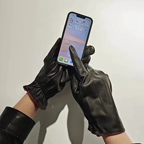 MaxW Sheepskin Leather Gloves for Men - Winter Warm Touchscreen Gloves XL | Genuine Australian Sheepskin, Faux Rabbit Fur Lined thumbnail 5