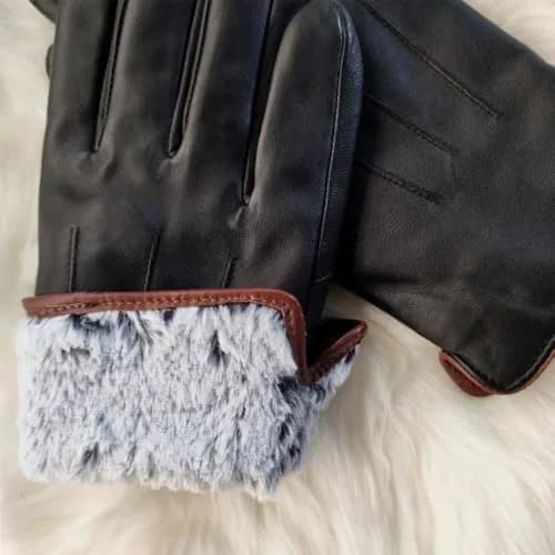 MaxW Sheepskin Leather Gloves for Men - Winter Warm Touchscreen Gloves XL | Genuine Australian Sheepskin, Faux Rabbit Fur Lined thumbnail 3