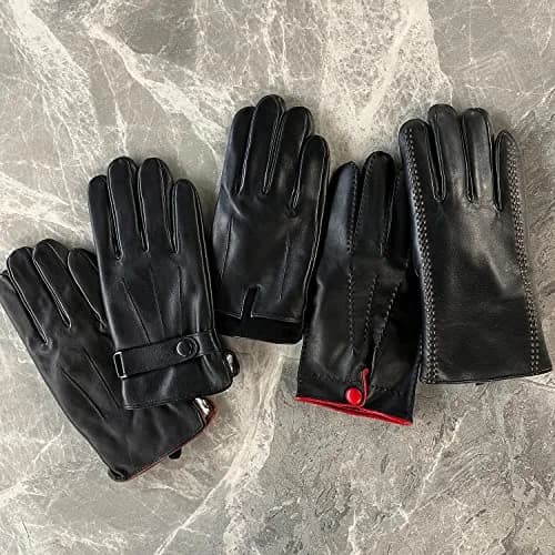 MaxW Sheepskin Leather Gloves for Men - Winter Warm Touchscreen Black Size M thumbnail 6