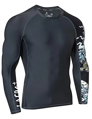 LAFROI Men’s Long Sleeve UPF 50+ Rash Guard Slim Fit Compression Shirt in Asymmetric Werewolf Size SM thumbnail 5