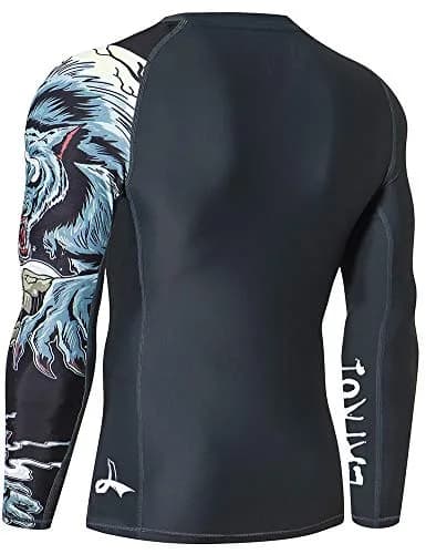 LAFROI Men’s Long Sleeve UPF 50+ Rash Guard Slim Fit Compression Shirt in Asymmetric Werewolf Size SM thumbnail 6