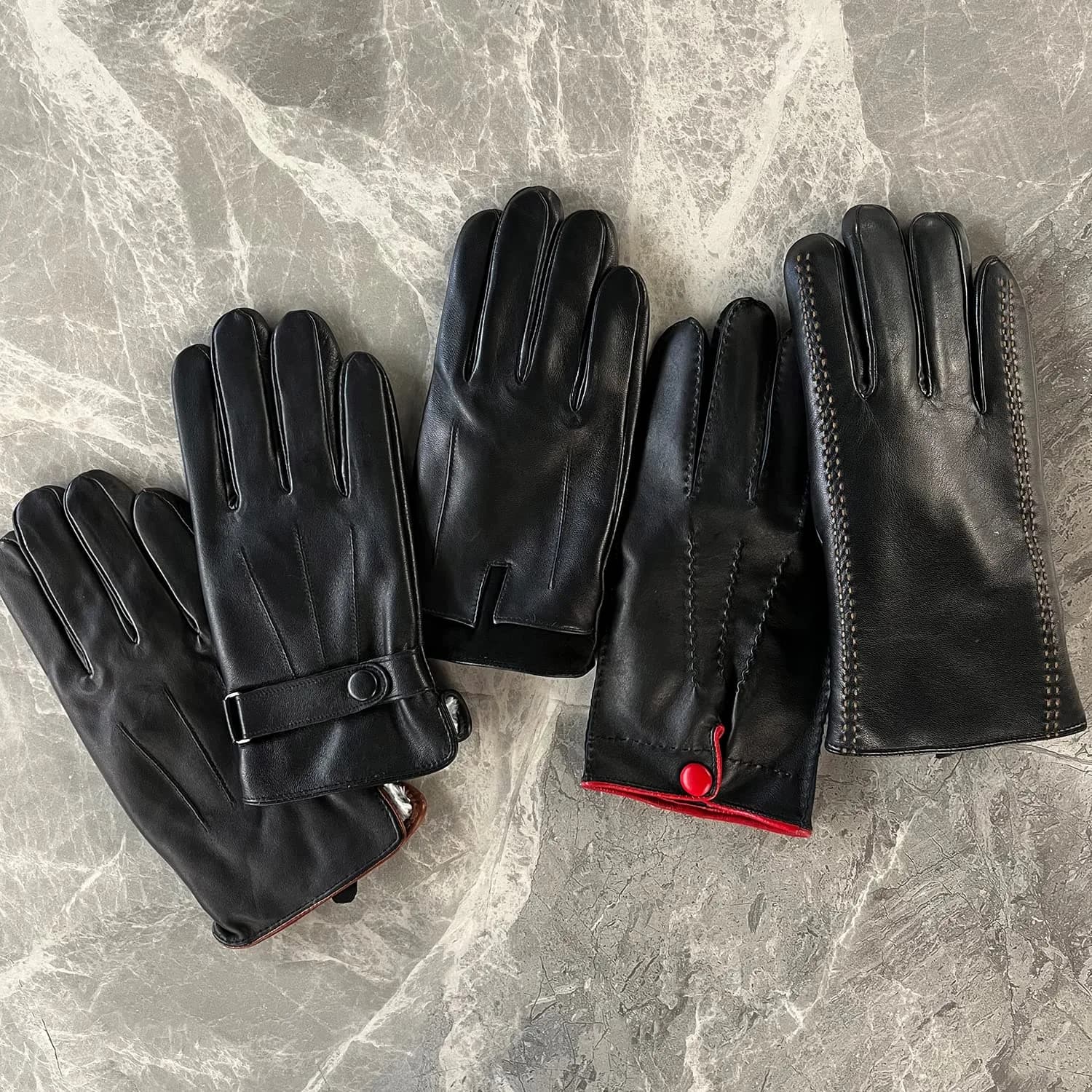 MaxW Sheepskin Leather Gloves for Men, Winter Warm Touchscreen, Black, Size L thumbnail 6