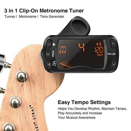 LEKATO Guitar Tuner Clip On Metronome Tone Generator 3 in 1 Portable | All Instruments, Bass, Violin, Ukulele thumbnail 2