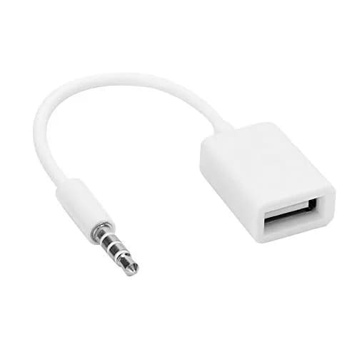 ASHATA 3.5mm Male to USB Female Audio Cable 14cm (5.5in) | Connects Car AUX to USB Drives for Music Playback thumbnail 1