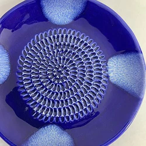 BonCera Ceramic Garlic Grater Plate 4-Piece Set - Blue Cross Glazed | Versatile Kitchen Tool for Garlic, Ginger & Fruits thumbnail 8