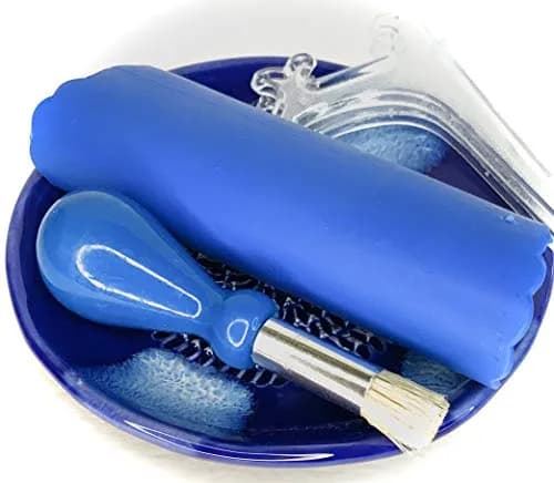 BonCera Ceramic Garlic Grater Plate 4-Piece Set - Blue Cross Glazed | Versatile Kitchen Tool for Garlic, Ginger & Fruits thumbnail 4