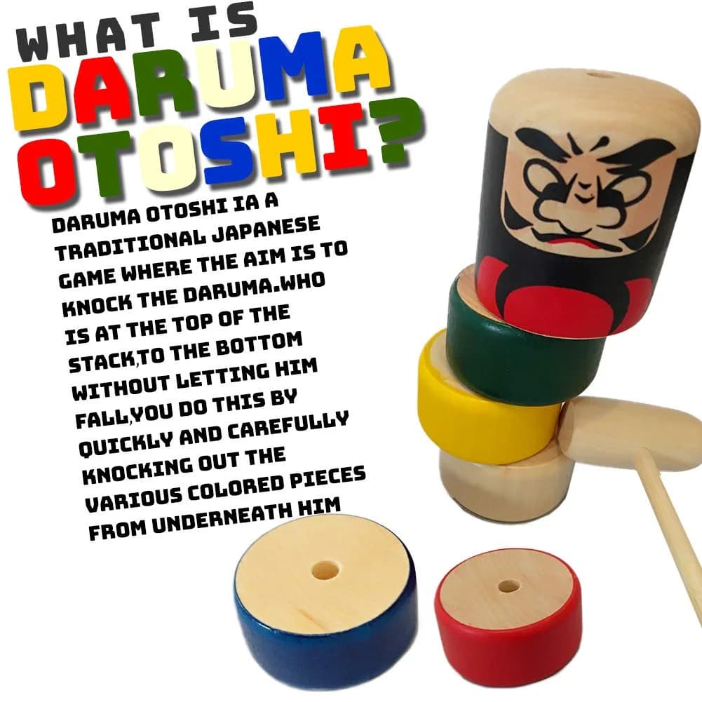 Tomerry Daruma Otoshi Japanese Traditional Game 18.3cm (7.2in) | Educational Toy for Kids & Adults - view 2