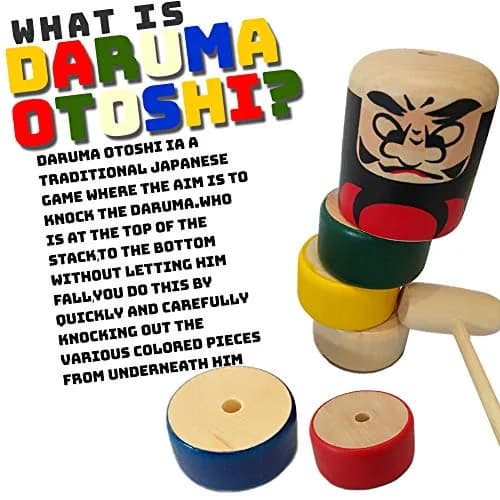 Tomerry Daruma Otoshi Japanese Traditional Game 18.3cm (7.2in) | Educational Toy for Kids & Adults thumbnail 2