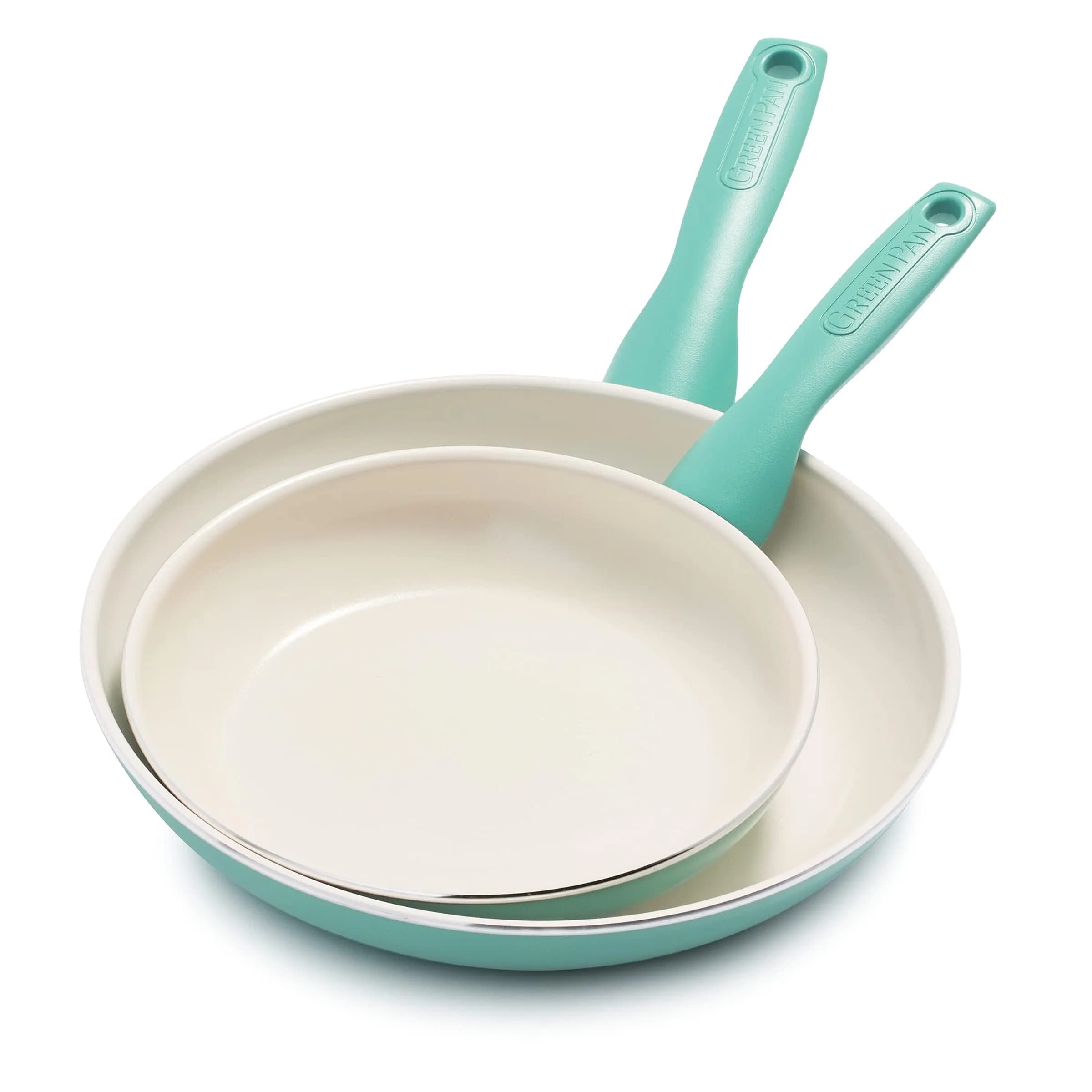 GreenPan Rio 8" & 10" Ceramic Nonstick Frying Pan Set | PFAS-Free, Dishwasher Safe, Turquoise